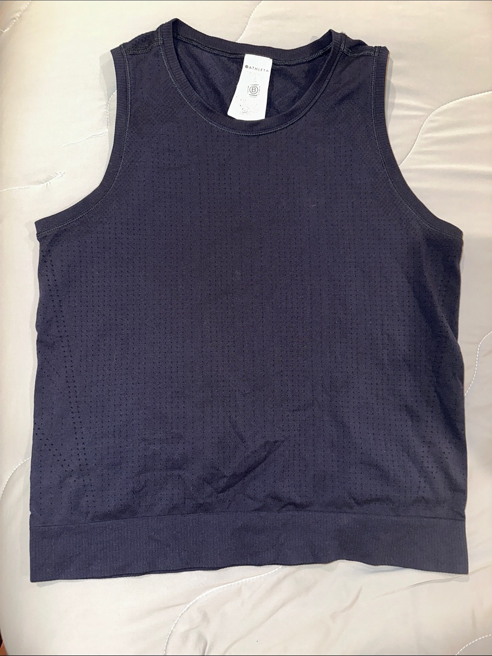 Athleta Navy Perforated Crewneck Tank